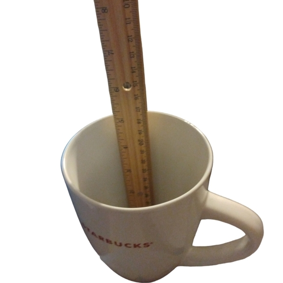 Starbucks Oversized Classic White with Red Lettering 5 1/2" Coffee Mug - Picture 7 of 8